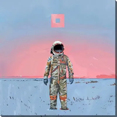 Картина маслом Космонавт на фоне зарева