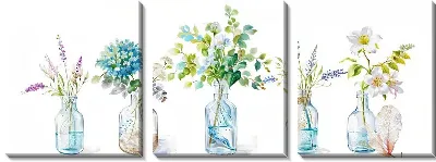 Модульная картина 5 колб с растениями