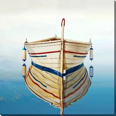 Картина маслом Бежевая лодка в море