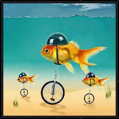 Золотые рыбки на велосипедах