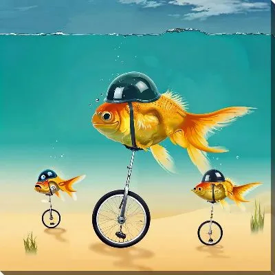 Золотые рыбки на велосипедах