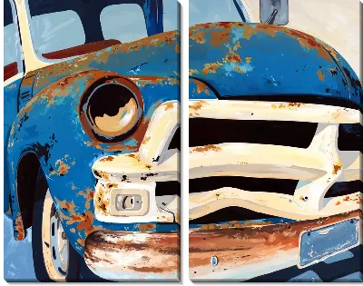 Модульная картина Синий ржавый автомобиль