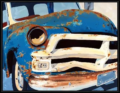 Картина Синий ржавый автомобиль
