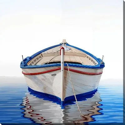 Картина маслом Лодка на фоне белого неба