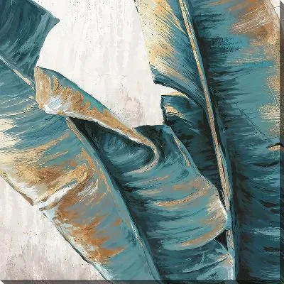 Картина маслом Листья тропиков с золочением