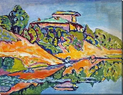 Картина Ахтырка. Дача рядом с прудом