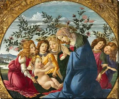 Картина Мадонна, поклоняющаяся младенцу с пятью ангелами