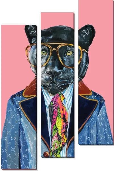 Модульная картина Пантера в леопардовых очках