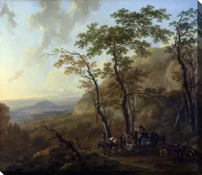 Картина Гористый пейзаж с Muleteers (Mountainous Landscape with Muleteers)