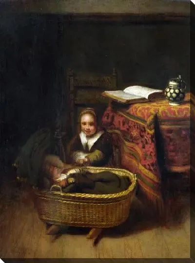 Картина Маленькая Девочка, качающая Колыбель (A Little Girl rocking a Cradle)