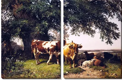 Картина Стадо под деревьями