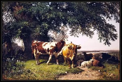 Стадо под деревьями