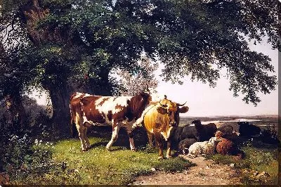 Стадо под деревьями