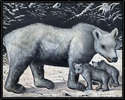 Белая медведица с медвежатами