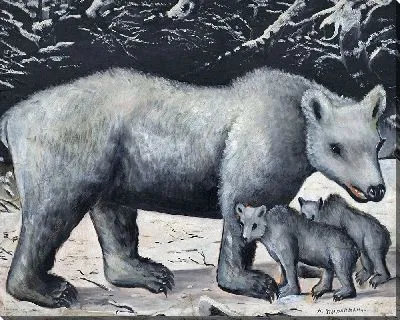 Белая медведица с медвежатами