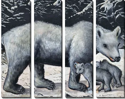 Белая медведица с медвежатами