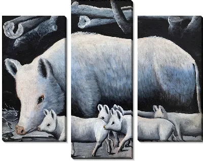 Картина Белая свинья с поросятами