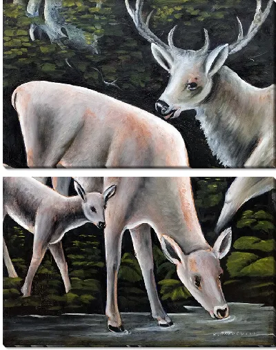 Картина Три оленя у родника