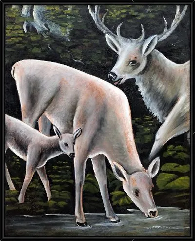 Картина Три оленя у родника