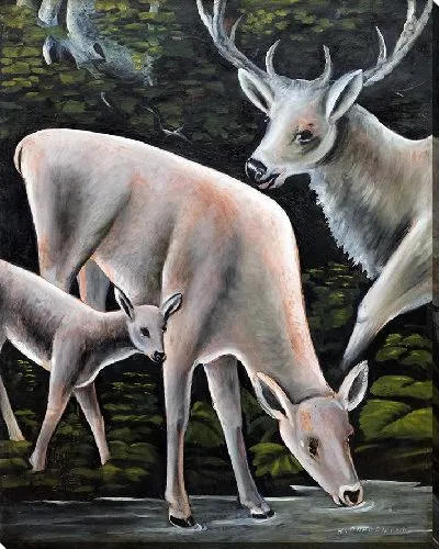 Картина Три оленя у родника