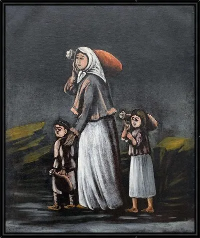 Картина Крестьянка с детьми идёт за водой