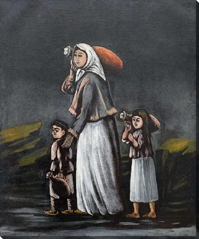 Картина Крестьянка с детьми идёт за водой
