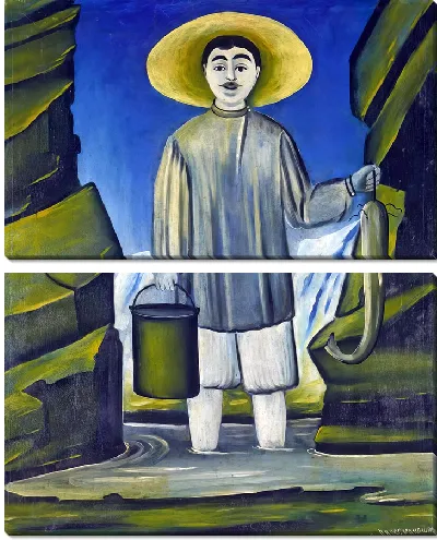 Картина Рыбак среди скал