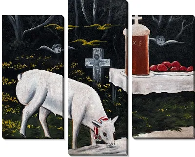 Барашек и пасхальный стол с летающими ангелами