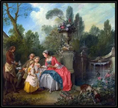 Леди с Кофе и ребенок (A Lady in a Garden taking Coffee with some Children)