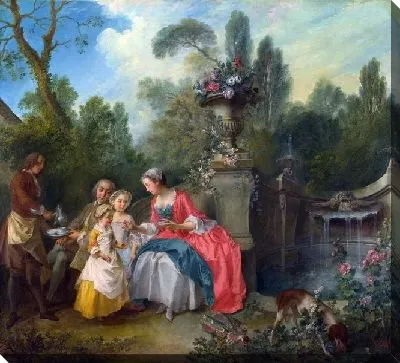 Леди с Кофе и ребенок (A Lady in a Garden taking Coffee with some Children)