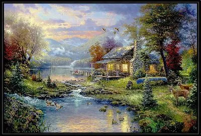 Картина Дом у озера №2