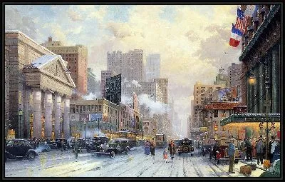 Картина Нью-Йорк, снег на седьмой авеню