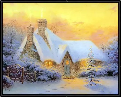 Картина Рождественская елка в коттедже