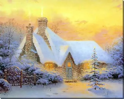 Картина Рождественская елка в коттедже