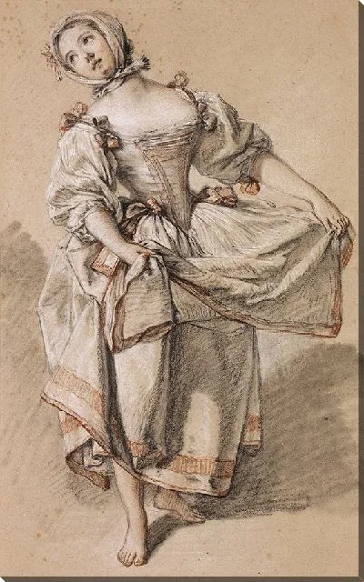 Картина Молодая деревенская девушка танцует