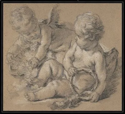 Картина Крылатый путти с цветами