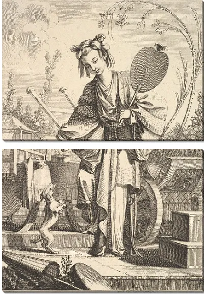 Картина Маленькая собака, стоящая на задних лапах