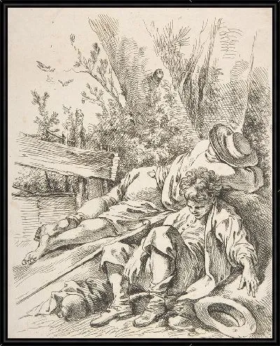 Картина Два мальчика спят возле дерева