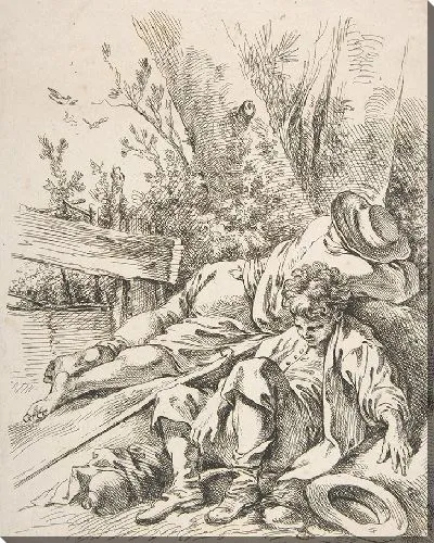 Картина Два мальчика спят возле дерева