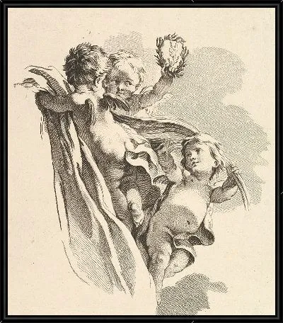 Картина Три любви, одна из которых держит корону, из Четвертой книги детских групп.