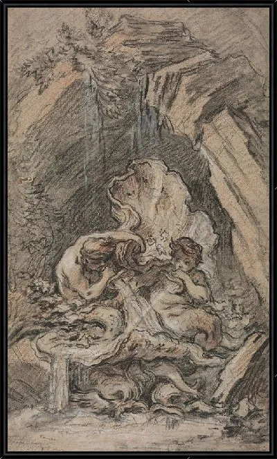 Картина Фонтан с двумя тритонами, дующими в раковины