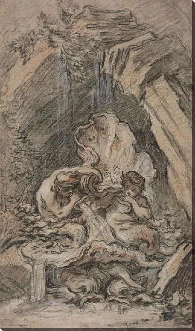 Картина Фонтан с двумя тритонами, дующими в раковины