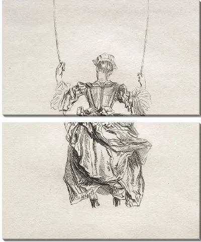 Картина Женщина на качелях, вид сзади