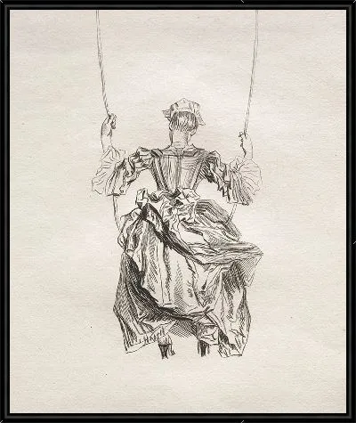 Картина Женщина на качелях, вид сзади