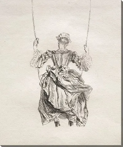 Картина Женщина на качелях, вид сзади