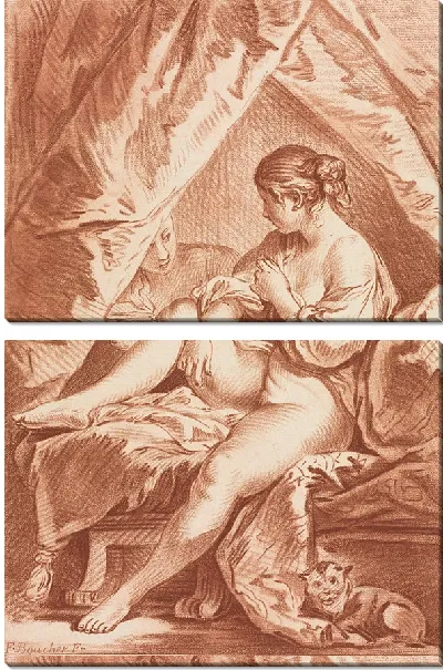 Картина Молодая женщина, сидящая на кровати