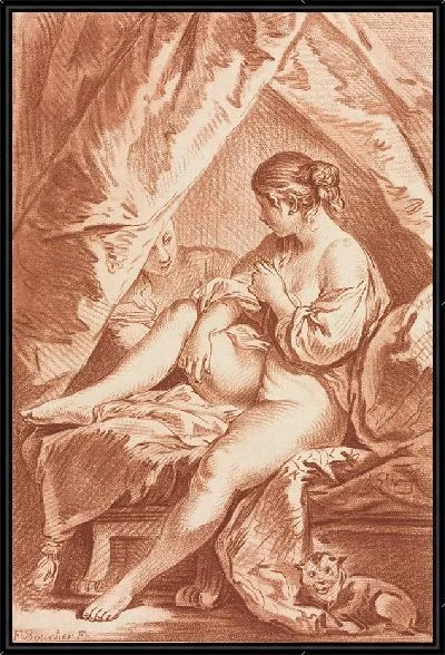 Картина Молодая женщина, сидящая на кровати