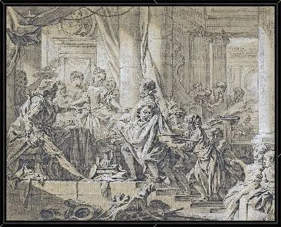 Картина Санчо бежит от слуг герцога