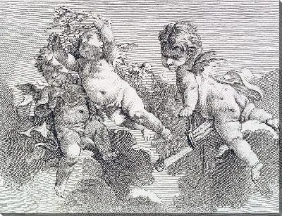 Картина Три любви: одна держит колчан, другая - виноград.