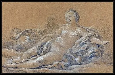 Картина Венера, лежащая на дельфине